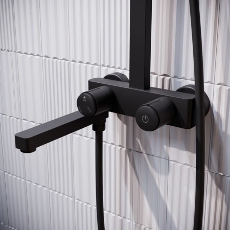 Shower system IDDIS Slide Sliblbti06, Push Control, Tropical Shower, Black-2