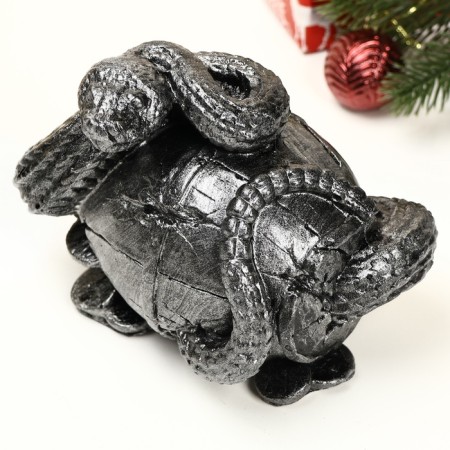 The piggy bank "Snake with a barrel" Small silver, 14x19x12cm