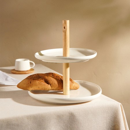 Floor - round fruit Sl Home "Trento", 2 tiers, porcelain, white color