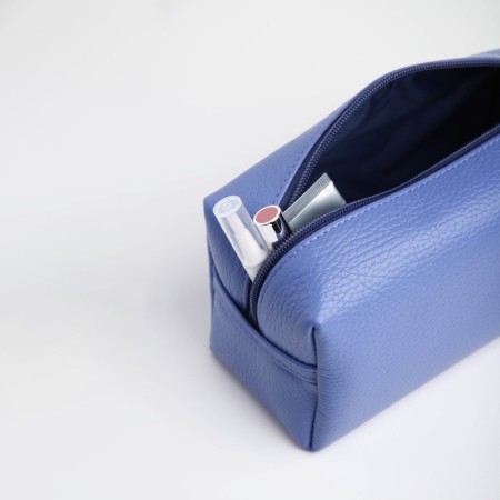 Cosmetic bag with lightning, textura, blue color-6