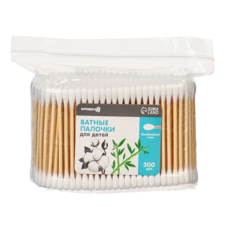 Cotton buds. Package 300 pcs., Tip - classic, cotton/bamboo (stick)-3