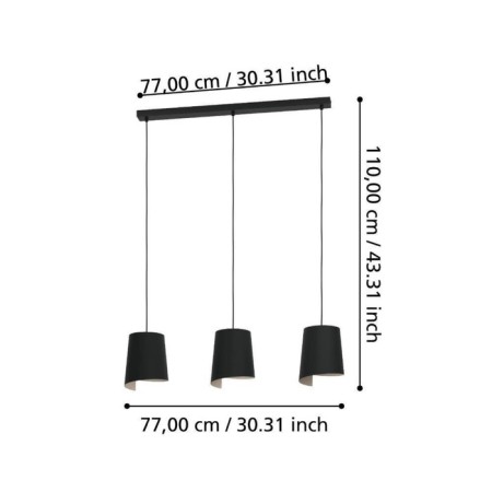Suspended ceiling lamp Bolivia, 3x40W E27-3
