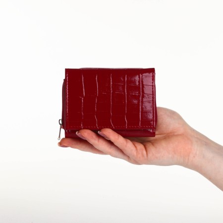 Women's wallet on the button, red color-8