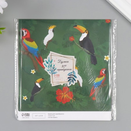 Scrapbooking paper "Exotic birds" density 180 grams set 10 pcs 15.5x17 cm-4