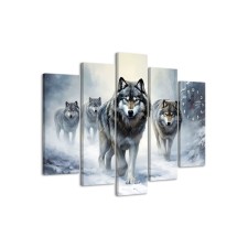 Carty watch Wall Modular Wolves, silent, 80 x 140 cm