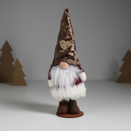 Souvenir Textile "Dwarf in a red fur coat and cap with a heart" 7.5x7.5x21.7 cm