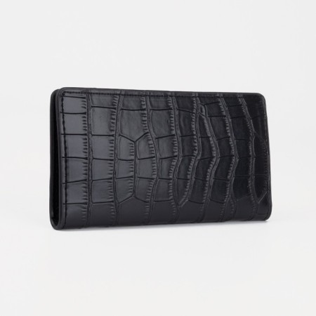Male purse without fastener, department for bills, for maps, black color