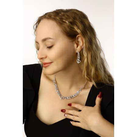 Set 2 objects: earrings, Knock "Shine" Laurie, white color in silver, 45 cm-2