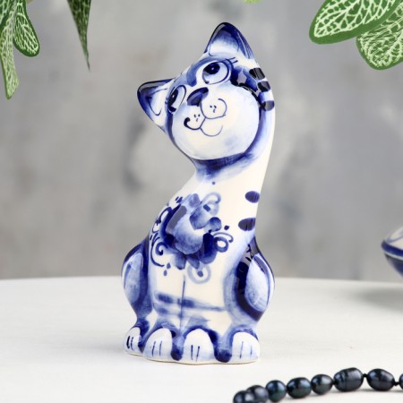 Souvenir "Cat with a cat", 2 pcs, gzhel-2