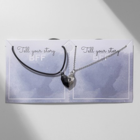Kulons "Uzolnutini" on the magnet, halves of the heart, black-silver color, 48 cm-6