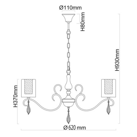 Ellegia chandelier, size 62x94x62 cm, 200W 5XE14 IP 20-2