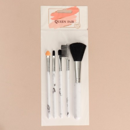 A set of makeup brushes "marble", 5 objects, white/black color-5