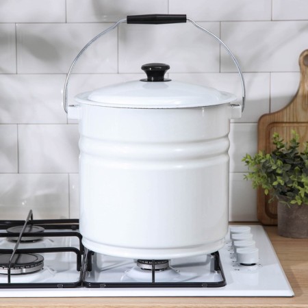 A bucket without a decolle, 12 l, with a lid, white color-4