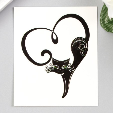 Tattoo on the body "Black Cat" 5.3x6.3 cm
