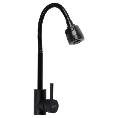 Zein Z2391 kitchen mixer, flexible surge, 40 mm cartridge, stainless steel, black-3