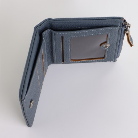 Women's wallet on the button, blue color-3