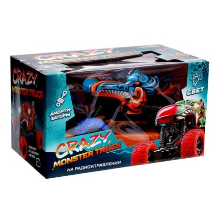 Radio -controlled jeep Monster, 1:16, light, works from the battery, the color is blue-5