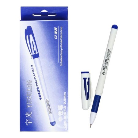 Gel pen, 0.5 mm, blue rod, white body, with rubber hold-4