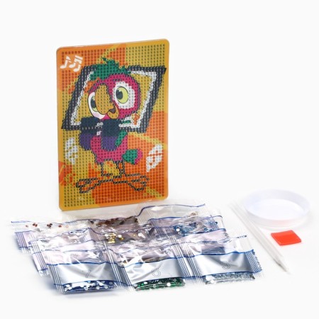 Diamond mosaic with partial filling for children "Parrot Kesha", 10 x 15 cm-1