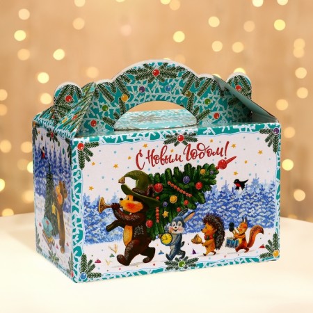 Gift box "Forest guests" New Year's suitcase medium 20 x 12 x 19 cm