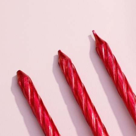 Candles in the cake "Spiral", 6 cm, ruby, set 10 pcs-2