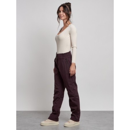 Warmed female trousers, size 48, dark-bearded color-1