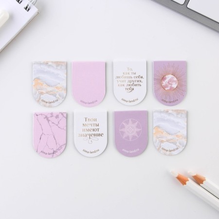 A set of magnetic bookmarks 8 pcs on a round substrate "Tenderness"-4