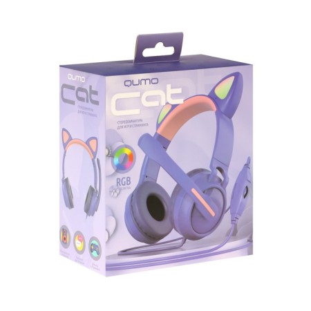 Headphones Quumo Game Cat Purple, Game, microphone, USB+3.5 mm, 2m, purple-11