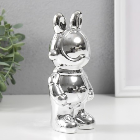 Souvenir ceramics "Bunny-cosmonaut" silver 8x6x17 cm-1