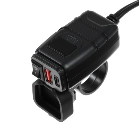Charger for the steering wheel Moto with a toggle switch, USB + 3.0 Type-C, wire 40 cm-2