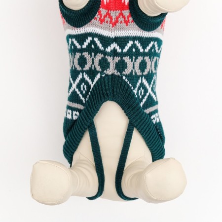 Sweater knitted with ornaments, size L (DS 26, OG 32-42, Osh 22-32 cm), Green-4