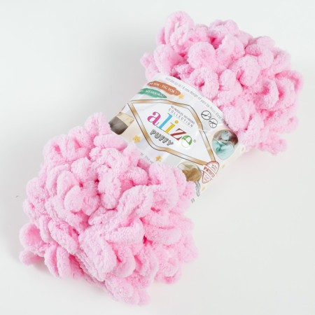 Yarn "Puffy" 100 % micropoliester 9m/100g (185 pink)-1