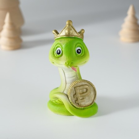 Polystone souvenir "Snake in a crown with a hill/coin" mix 5x4x8.5 cm-1