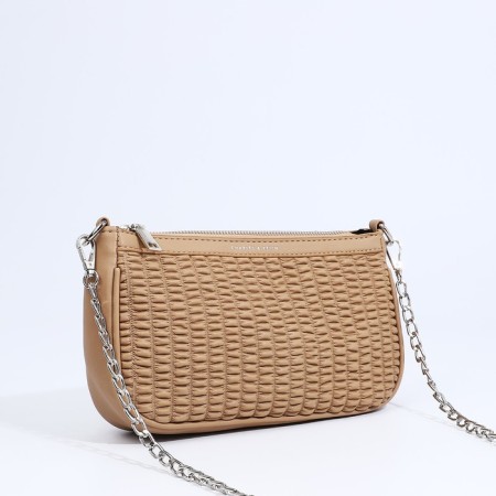 Baget Baget with zipper, long belt, beige color