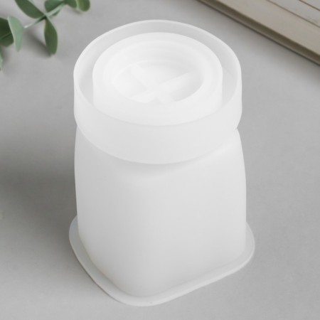 Mold Silicon "Square Bank" with a lid of 7.5x7.5x10.4 cm