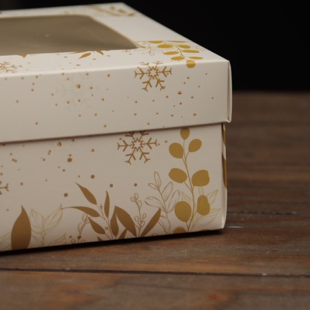 The box is folding, the lid is, with the window of "happy holidays" 24 x 17 x 8 cm-2