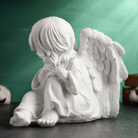 Figure "Angel with wings sits" White, 17x20x25cm-1