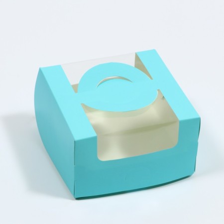 Box under the bento-port with a window, blue, 14 x 14 x 8 cm