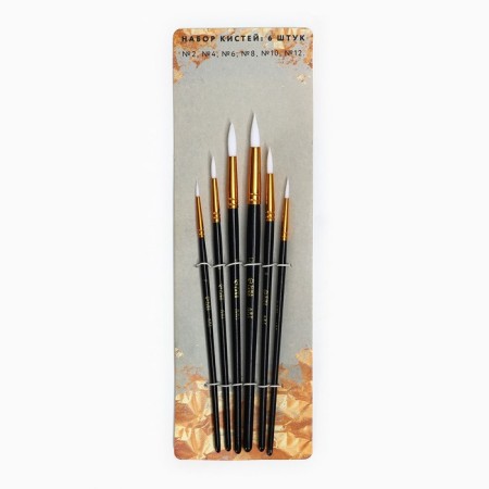 Drawing brush set 6 pcs. Round synthetics No. 2.4,6,8,10,12-1
