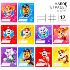 A set of notebooks is 20 pieces, 12 sheets, September 1, in a cage and ruler, cover coated cardboard, puppy patrol