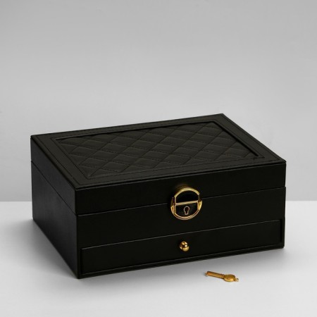Station for jewelry "Casket" 2 tiers, 17 × 23 × 10 cm, black color-7