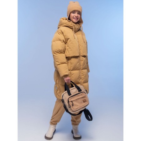 Coat for girls, height 104 cm, beige color-5