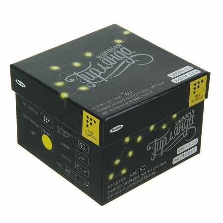 Garland "fringe" 3 × 0.6 m, IP44, UMS, dark thread, 160 LED, yellow glow, 220 V-8