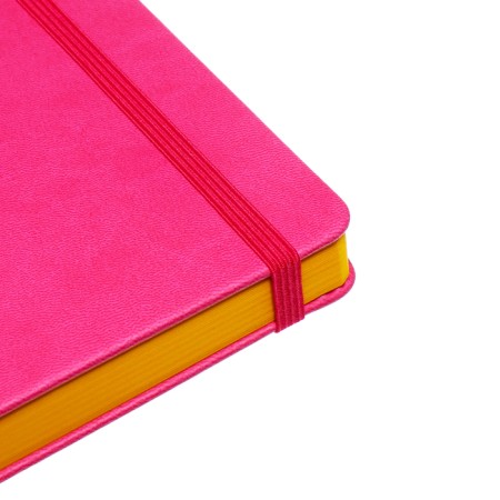 Leduced Diary A5, 140l, cell, leatherette, elastic band, yellow cut, fuchsia-5