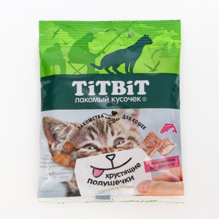 Titbit crispy pillows for cats, with salmon paste, 30 g-1