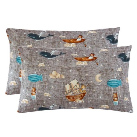 A set of pillowcases, size 40x60 cm, travelers print, gray color - 2 pcs.