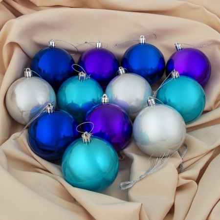 Set of balls plastic D-8 cm, 12 pcs "gloss" mix