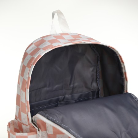 Youth backpack from textiles, 4 pockets, white/pink color-5