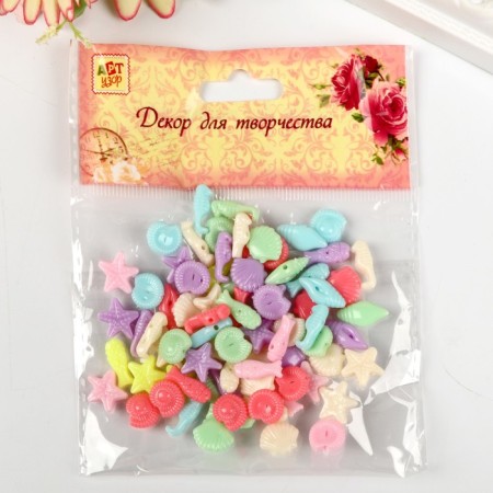 Beads for creativity plastic "Sea. Pastel colors" set 78 pcs 15 g 1x1 cm-3