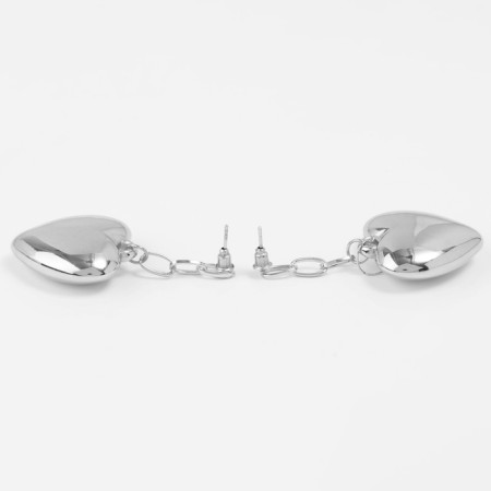 Earrings Metal "Heart" captivity, color silver-2